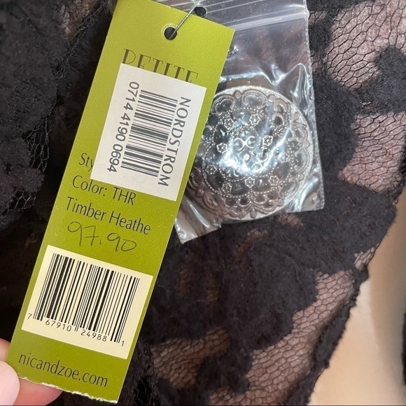 Nic + Zoe Black & Tan Lace Burnout Wool Blazer Jacket Size Petite Medium - Picture 15 of 15